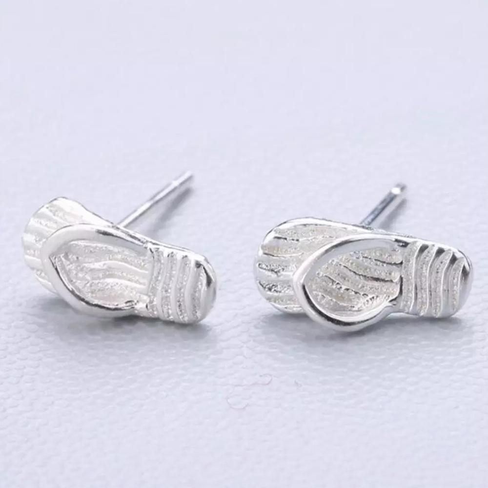 Sterling Silver 925 Flip Flops Stud Earrings